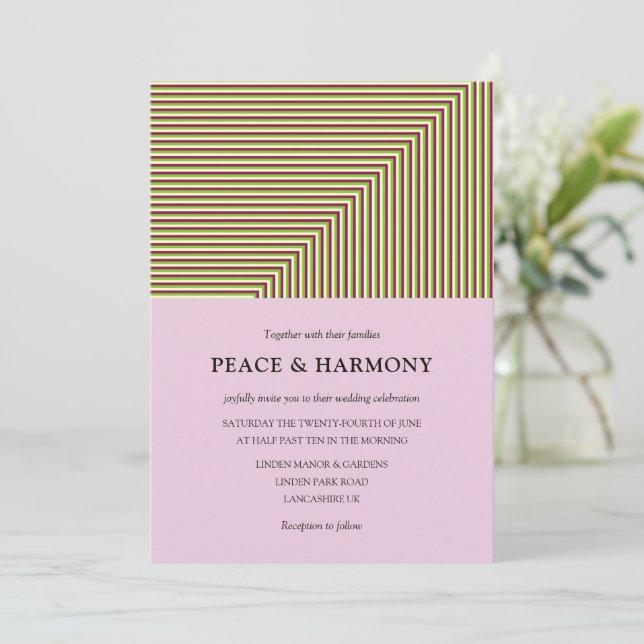Fringe Stripes Lilac Wedding Invitation (Standing Front)