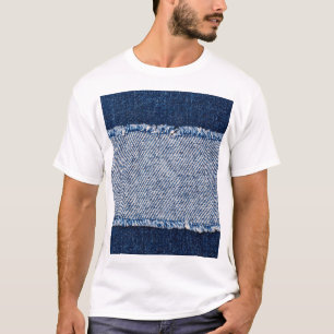 Fringed denim blue jeans frame. T-Shirt