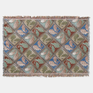 Fringed Throw Blanket with Oak leaves
