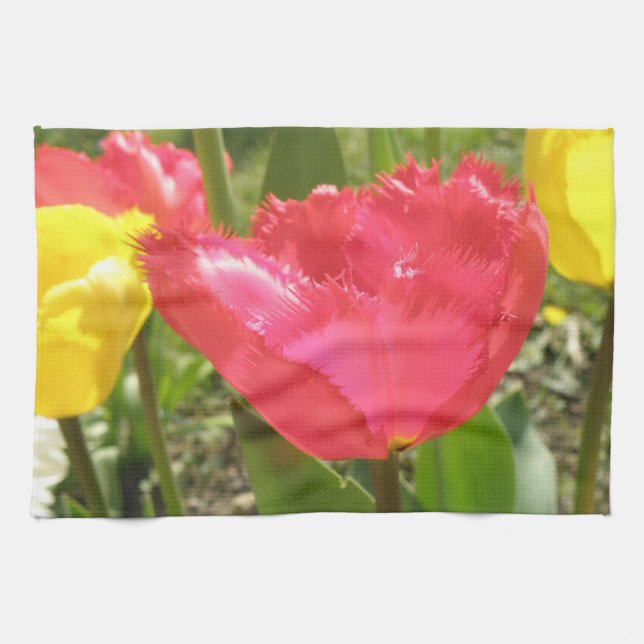 Fringed Tulips Kitchen Towel (Horizontal)