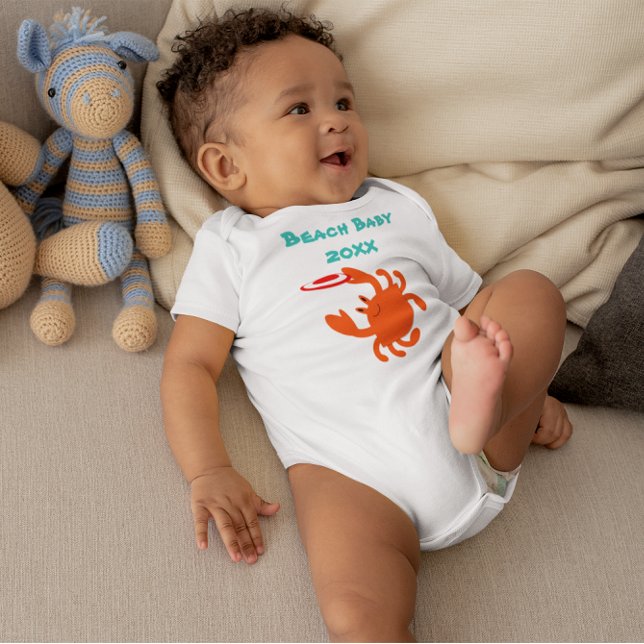 Frisbee Crab Beach Baby Personalised Baby Bodysuit (Creator Uploaded)