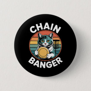 Frisbee Golf Cat Player Holding Golf Discs Kawaii 6 Cm Round Badge
