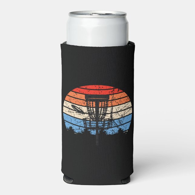 Frisbee Golf Disc Golf Retro   Seltzer Can Cooler (Seltzer Front)