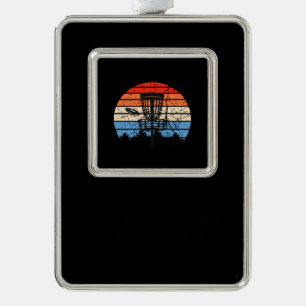 Frisbee Golf Disc Golf Retro Silver Plated Framed Ornament