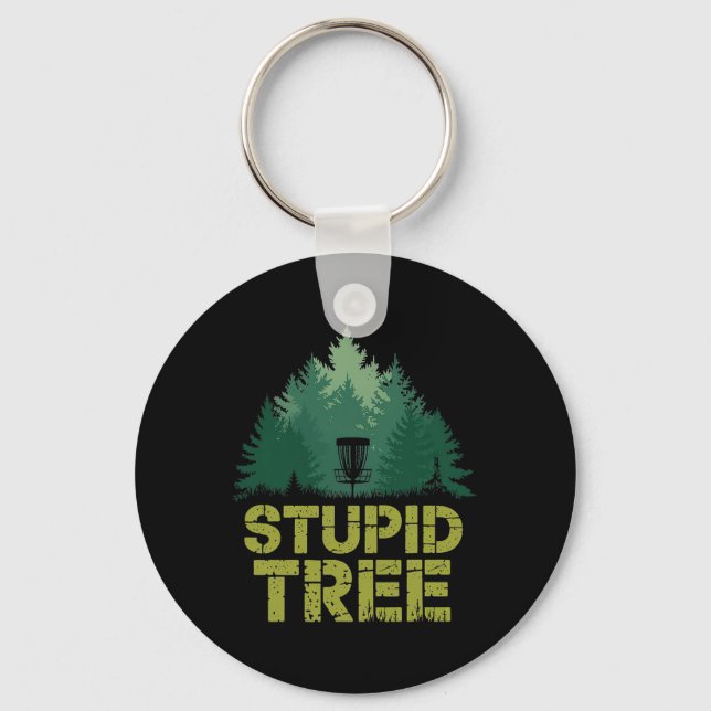 Frisbee Golf Disc Sport Stupid Tree Funny Disc Gol Key Ring (Front)