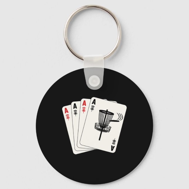 Frisbee Golf Hole In One Ace Cards Funny Disc Golf Key Ring (Front)