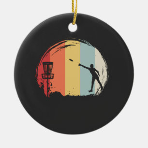 Frisbee Golf Retro Ceramic Ornament
