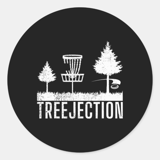 Frisbee Golf Treejection Funny Disc Golf  Classic Round Sticker (Front)