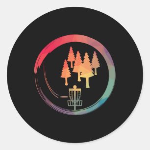 Frisbee Golfer Disc Golf Basket Classic Round Sticker