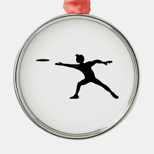 Frisbee Silhouette Metal Tree Decoration (Front)