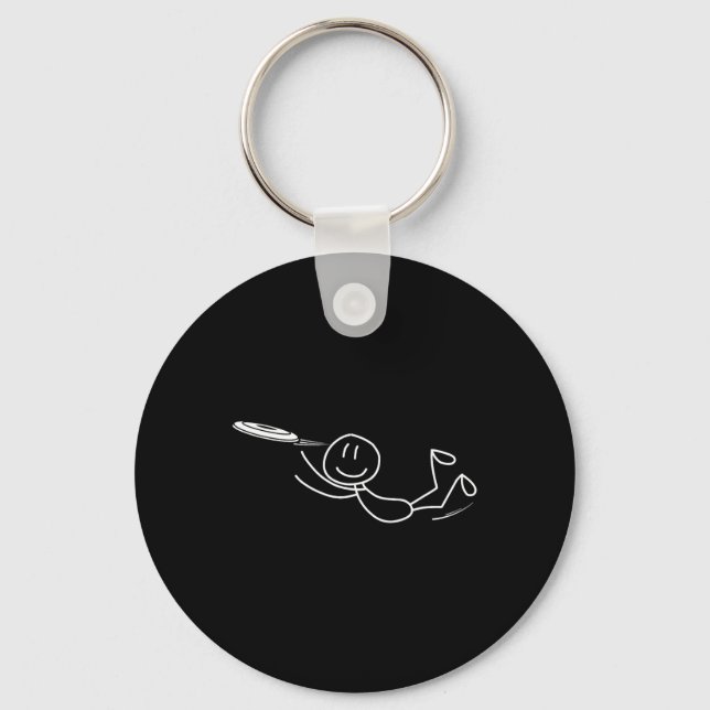 Frisbee Stickman Disc Golf Funny Ultimate Frisbee  Key Ring (Front)