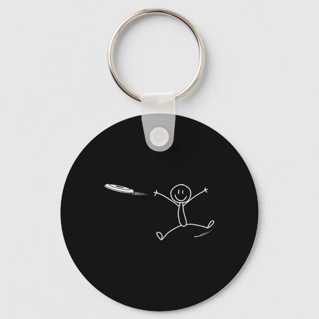 Frisbee Stickman Disc Golf Funny Ultimate Frisbee  Key Ring (Front)