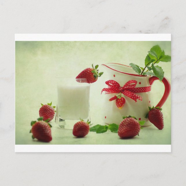 Frische Erdbeeren im Landhausstil Postcard (Front)