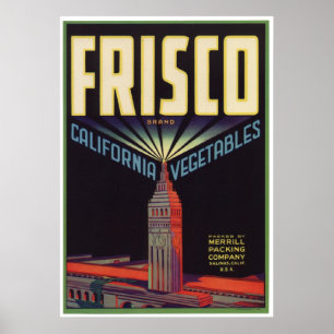 Frisco Vintage Old Vegetables Crate Labels Ad Poster