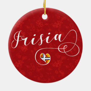 Frisia Flag Heart, Frisians Ceramic Ornament