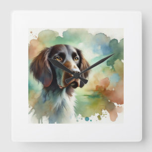 Frisian Pointer Dog 210824AREF127 - Watercolor Square Wall Clock