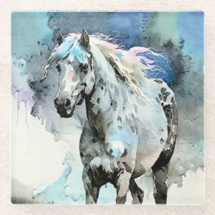 Frisky Appaloosa Mare Watercolour Glass Coaster