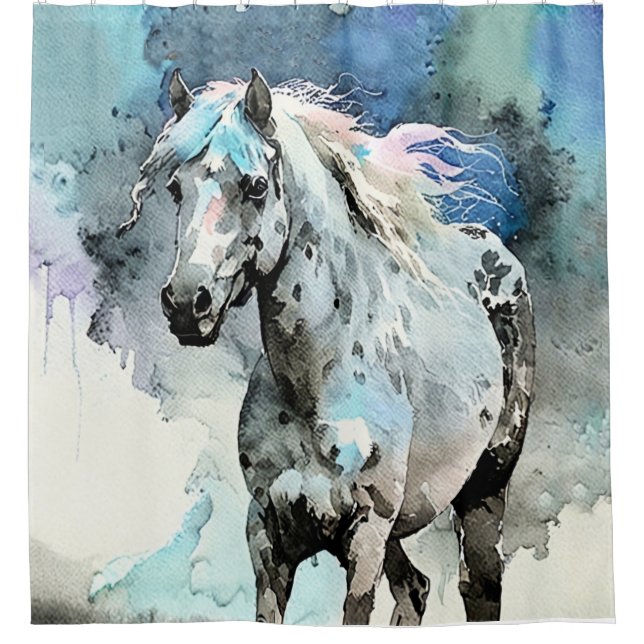 Frisky Appaloosa Mare Watercolour Shower Curtain (Front)