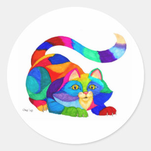 Frisky cat classic round sticker