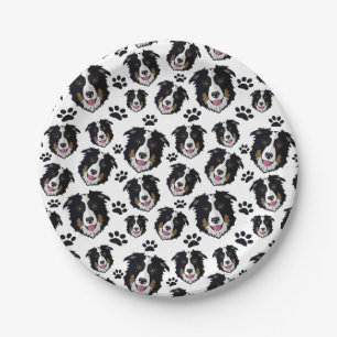 Frisky Scottish Border Collie Sheep Dog Pet Puppy Paper Plate