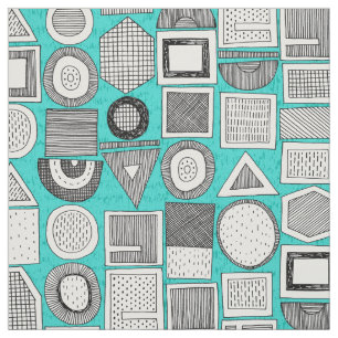 frisson memphis black white aqua fabric
