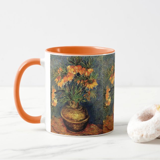 Fritillaries in a Copper Vase by Vincent van Gogh Mug (With Donut)
