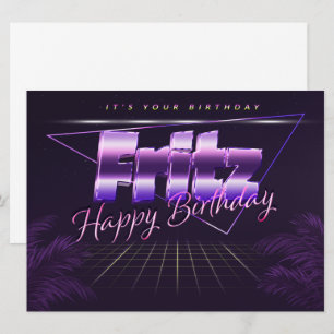 Fritz Name Vorname lila retro Karte Geburtstag Card