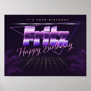 Fritz Name Vorname lila retro Poster Geburtstag