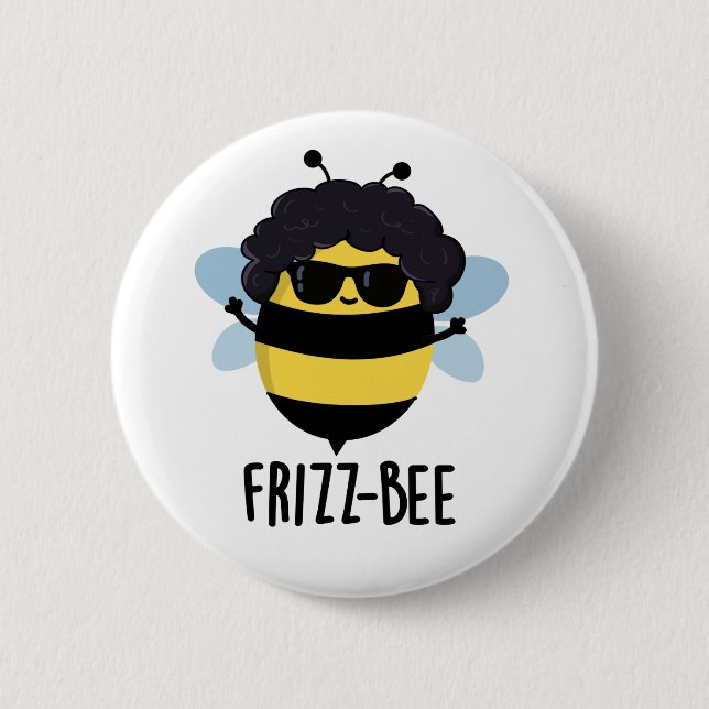 Frizz-Bee Funny Afro Bee Pun  6 Cm Round Badge (Front)