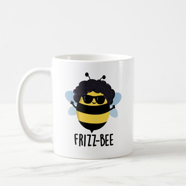 Frizz-Bee Funny Afro Bee Pun  Coffee Mug (Left)
