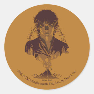 FRODO™ MOUNT DOOM™ Tengwar Inscription Graphic Classic Round Sticker