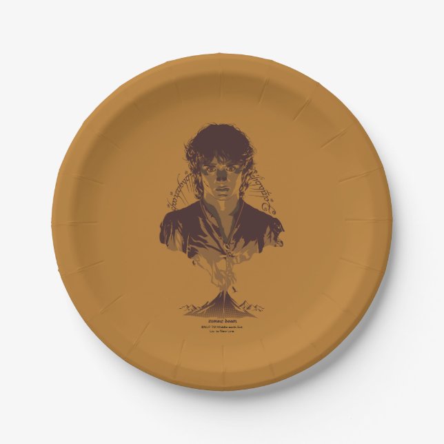 FRODO™ MOUNT DOOM™ Tengwar Inscription Graphic Paper Plate (Front)