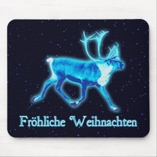 Froehliche Weihnachten - Blue Caribou (Reindeer) Mouse Pad