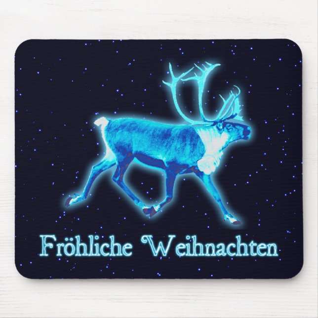 Froehliche Weihnachten - Blue Caribou (Reindeer) Mouse Pad (Front)