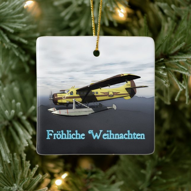 Froehliche Weihnachten - de Havilland DH3-C Otter Ceramic Ornament (Tree)