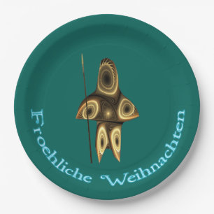 Froehliche Weihnachten - Fractal Inuit Hunter Paper Plate