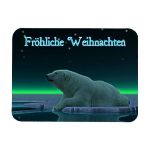 Froehliche Weihnachten - Ice Edge Polar Bear Magnet