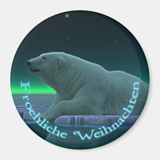 Froehliche Weihnachten - Ice Edge Polar Bear Magnet (Front)