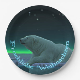 Froehliche Weihnachten - Ice Edge Polar Bear Paper Plate