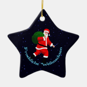 Froehliche Weihnachten - Santa Claus Ceramic Ornament