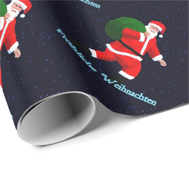 Froehliche Weihnachten - Santa Claus Wrapping Paper (Roll Corner)