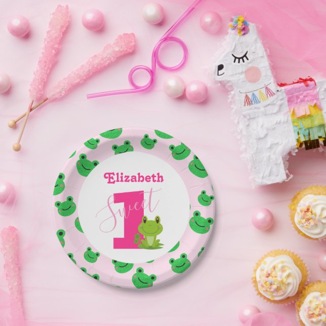 Frog 1st Birthday party baby girl supplies  Paper  Plate (Party)