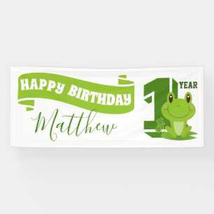 Frog 1st birthday party banner
