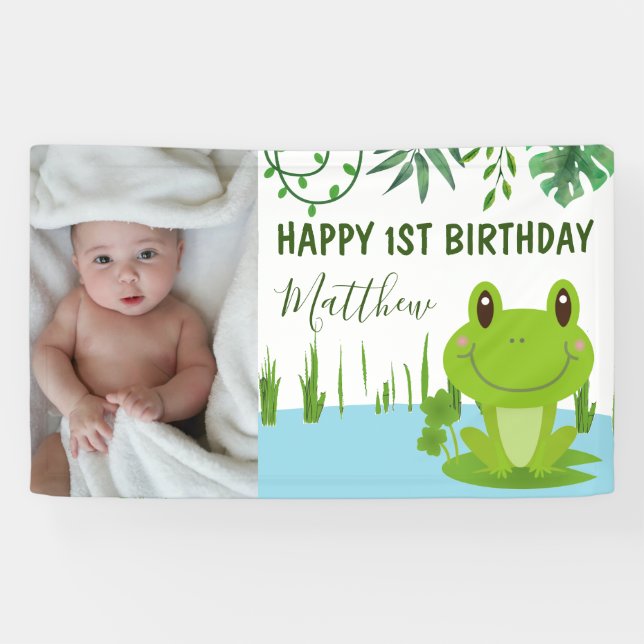 Frog 1st birthday party banner (Horizontal)