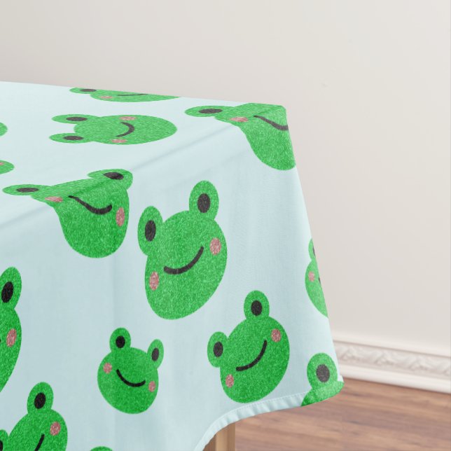 Frog 1st birthday party froggy theme tablecloth (In Situ)