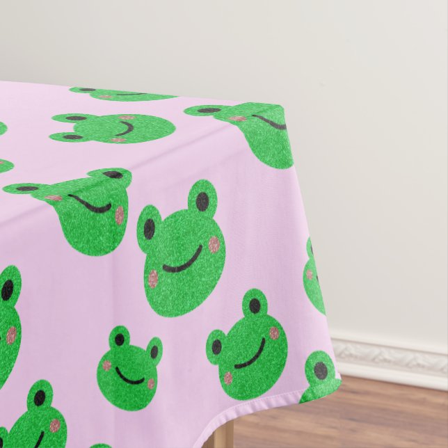 Frog 1st birthday party froggy theme tablecloth (In Situ)