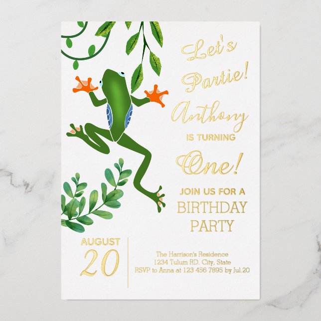 Frog 1st birthday party is turning one Photo (Front)