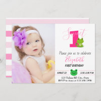 Frog 1st birthday party One year Sweet toad Invita