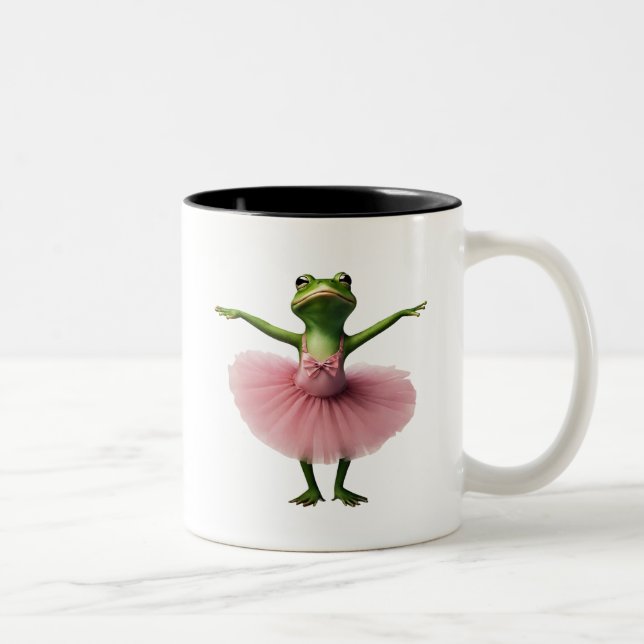 Frog 2 ballerina, frog, dancer, toad, Ai generated Two-Tone Coffee Mug (Right)