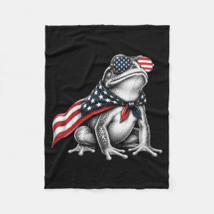 Frog 4th Of July Us Aamerican Flag Patriotic Fleece Blanket